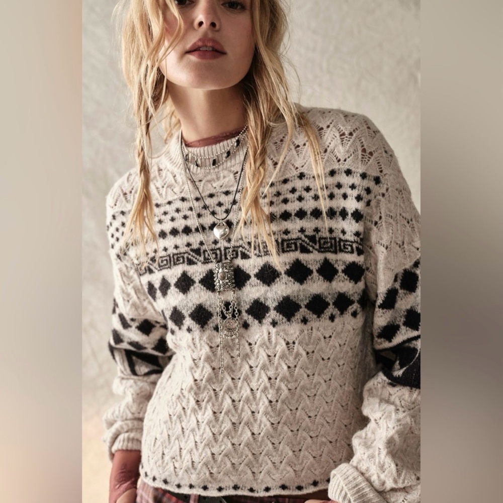 Free People Harriet Wool Knit Pullover Sweater Sz Small